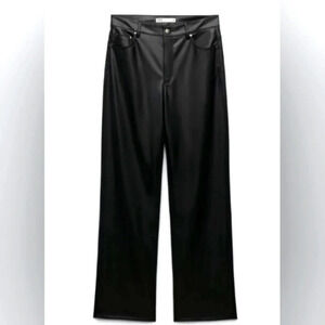 ZARA Faux Leather Black Pants Women Fashion Bottoms Size 6